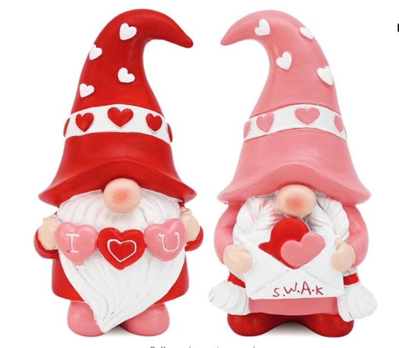 Decorations for Valentine's Day Gnomes Resin Valentines Gnomes Gift for Her - Tiered Tray Decor for Valentines Day - Pink Love Valentine Mantle, Table Shelf Display
